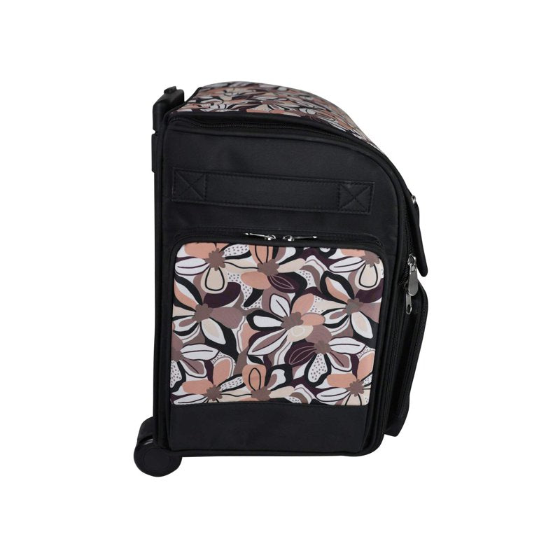 Collapsible Rolling Scrapbook Case with Organizer - Brown Floral