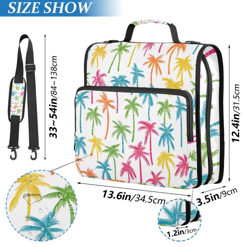 Waterproof 3-Ring Zipper Binder with Shoulder Strap, Holds 500 Sheets