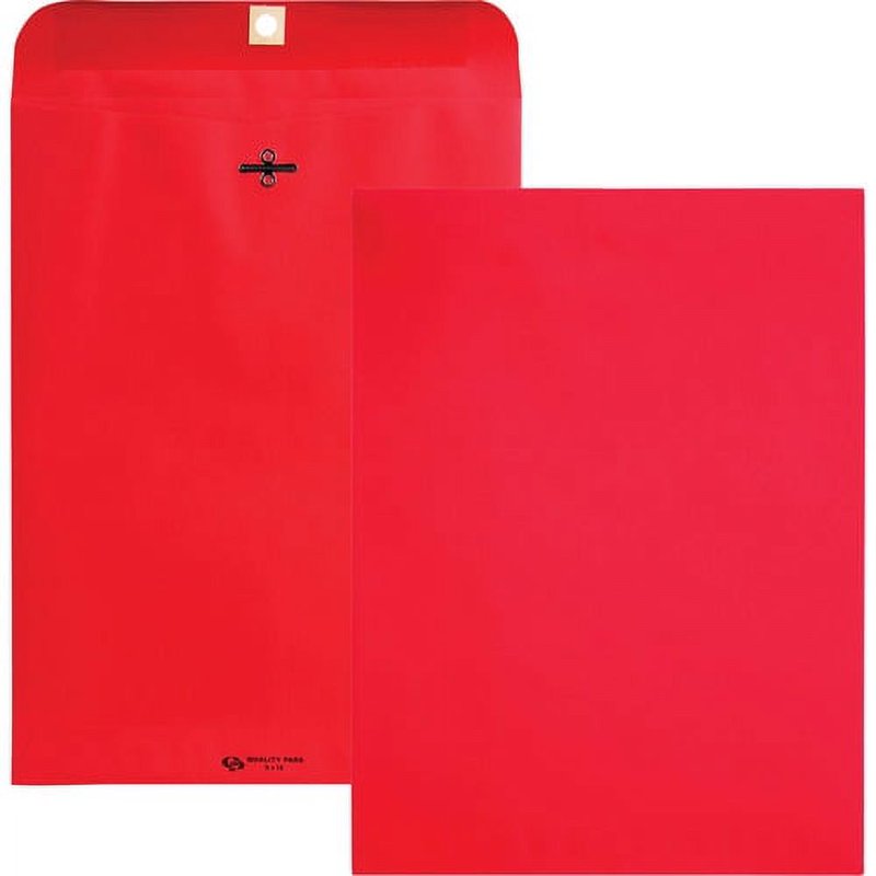 Brightly Colored 9x12 Clasp Envelopes - Red, 28 lb, Pack of 10