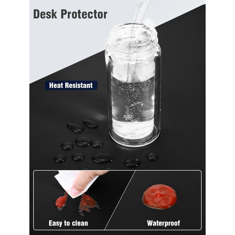Large Waterproof PU Leather Desk Pad Protector with Non-Slip Base