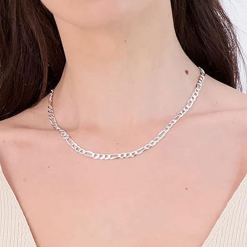 Sterling Silver Figaro Chain Necklace for Men & Women - Made in Italy
