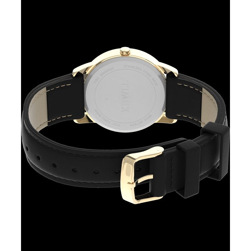 Timex Men's Easy Reader 35mm Watch - Gold-Tone Case, White Dial, Leather Strap