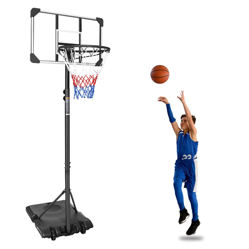 Portable Adjustable Basketball Hoop for Kids & Adults - 28 Inch Backboard with Wheels