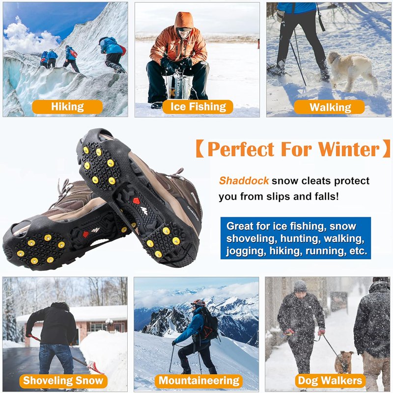 Ice Snow Cleats for Shoes and Boots - Anti-Slip Traction Crampons, Winter Safety Gear
