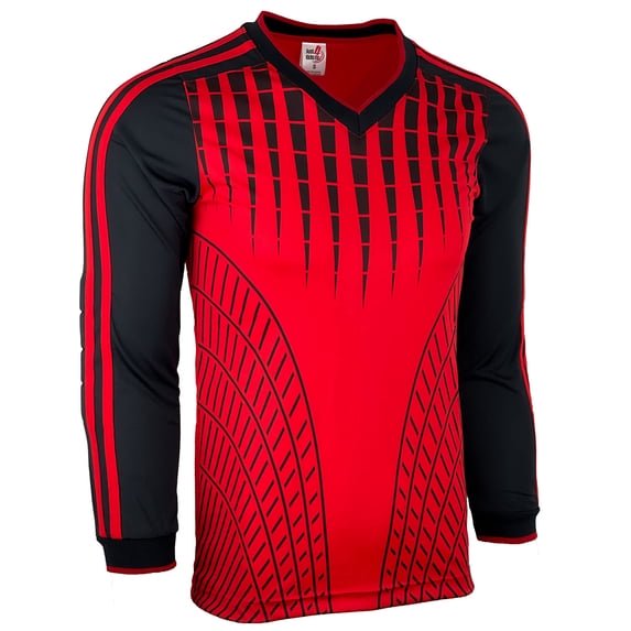 J4K Inc Rain Adult Goalkeeper Jersey - Red/Black, XL, Padded Elbows, Moisture-Wicking