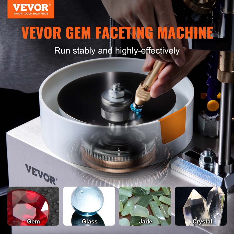 Gem Faceting Machine 180W Rotary Polisher for Jewelry & Rock Crafting