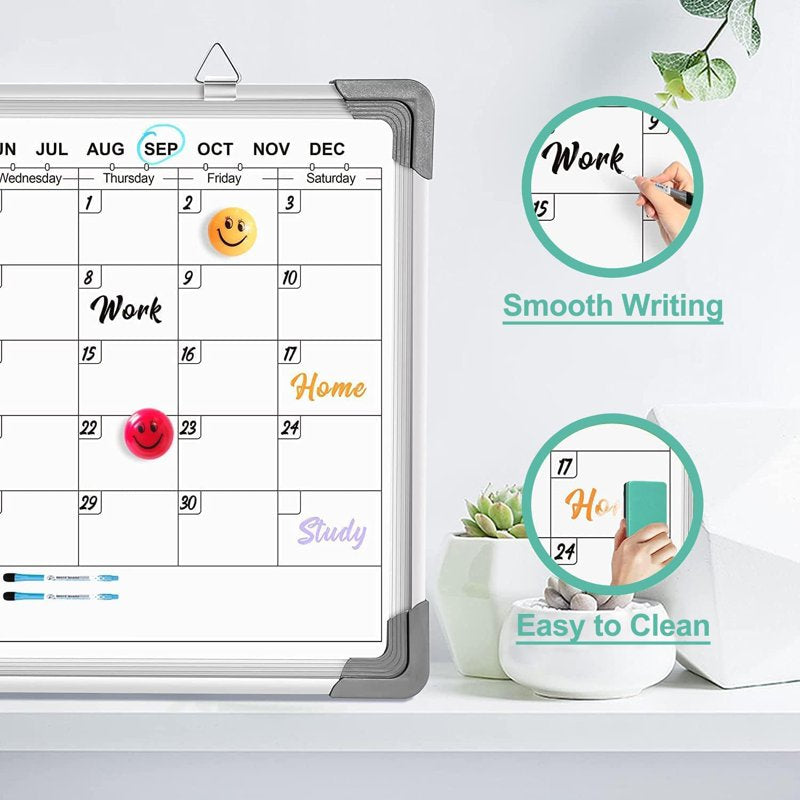 16x12 Double-Sided Dry Erase Board with Monthly Calendar & Accessories