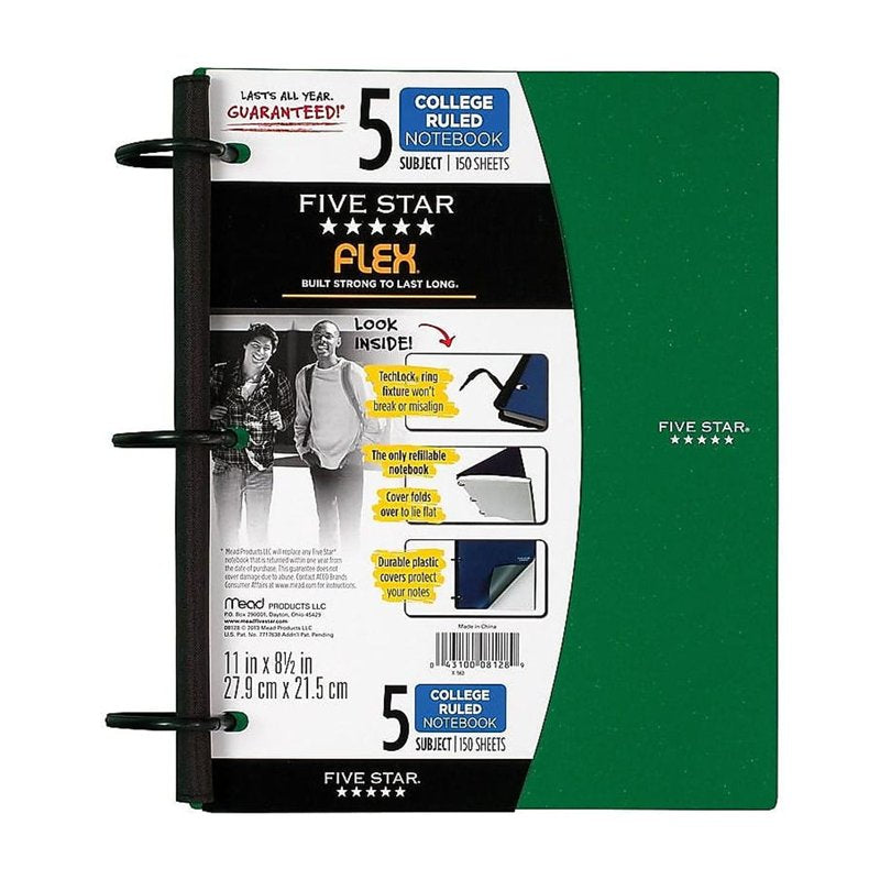 Five Star Refillable 5-Subject Notebook 8.5 x 11 - College Ruled, 150 Sheets