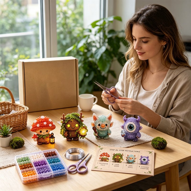 Dark Glowing DIY Bead Kit - E-Glowing Elf Variation for Stress Relief Craft