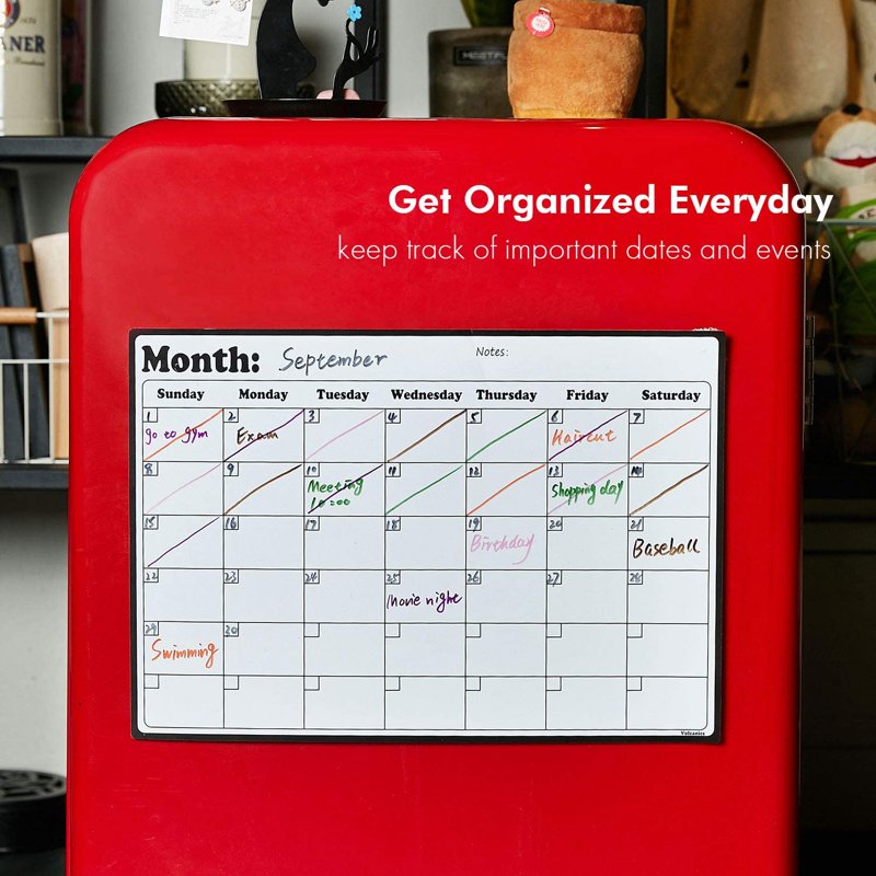 Monthly Wall Calendar 16.8 x 11.8 Inches Black - 12 Months Organizer
