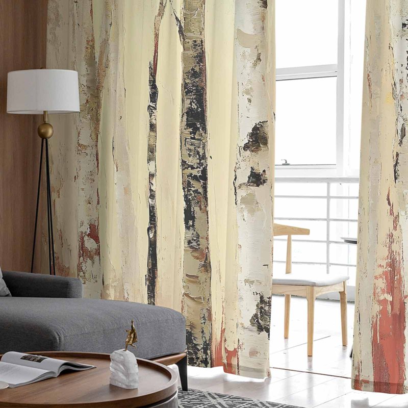 Autumn Branch Sheer Curtains 72 Inch Length - Rustic Fall Forest Window Treatment