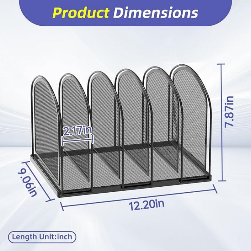5 Compartment Metal Mesh Desk Organizer for Files and Documents