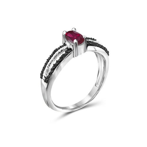 1/2 Carat T.G.W. Ruby and Black Diamond Accent Sterling Silver Ring