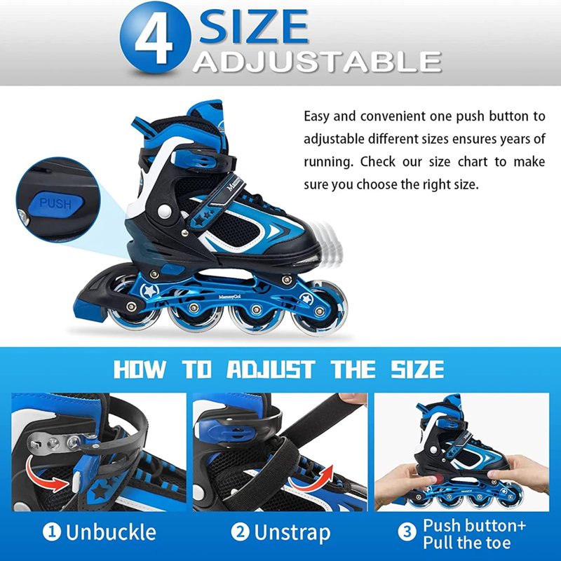 Light Up Blade Roller Skates for Kids - Adjustable Inline Skates for Boys & Girls