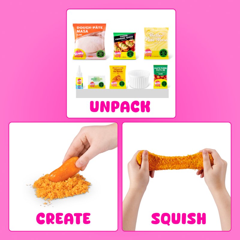 Kids DIY Play Food Slime Kit with Mozzarella Sticks & Shopping Bag