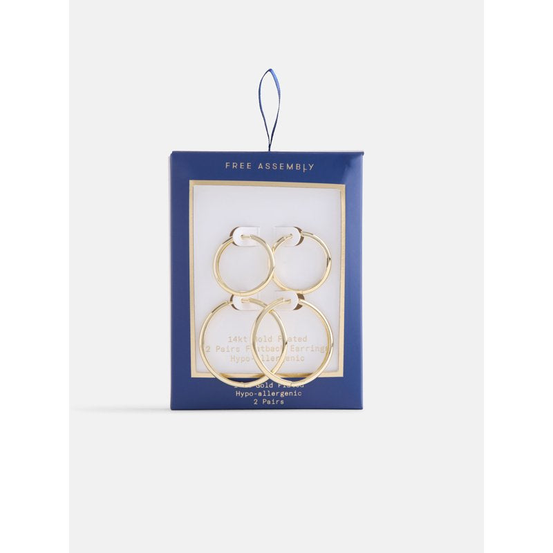 Women's Gold and Silver Hoop Earring Set - Demi-Fine 14K Plated Duo Pairs