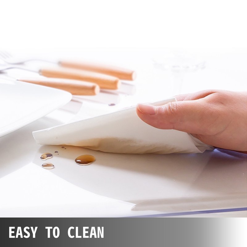 Clear PVC Table Cover Protector 90 x 44 Inch, 1.5mm Thick Waterproof & Heat-Resistant
