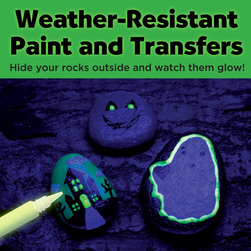 Halloween Rock Painting Kit with Glow-in-the-Dark Paint and Spooky Transfers | Kids Crafts for Outdoors