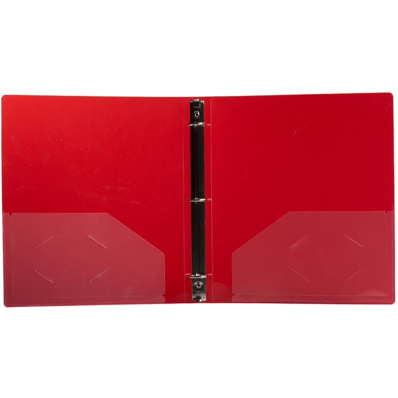 1 Inch Plastic Three Ring Binder with Metal Rings - Red, 10.4 x 11.6 inches