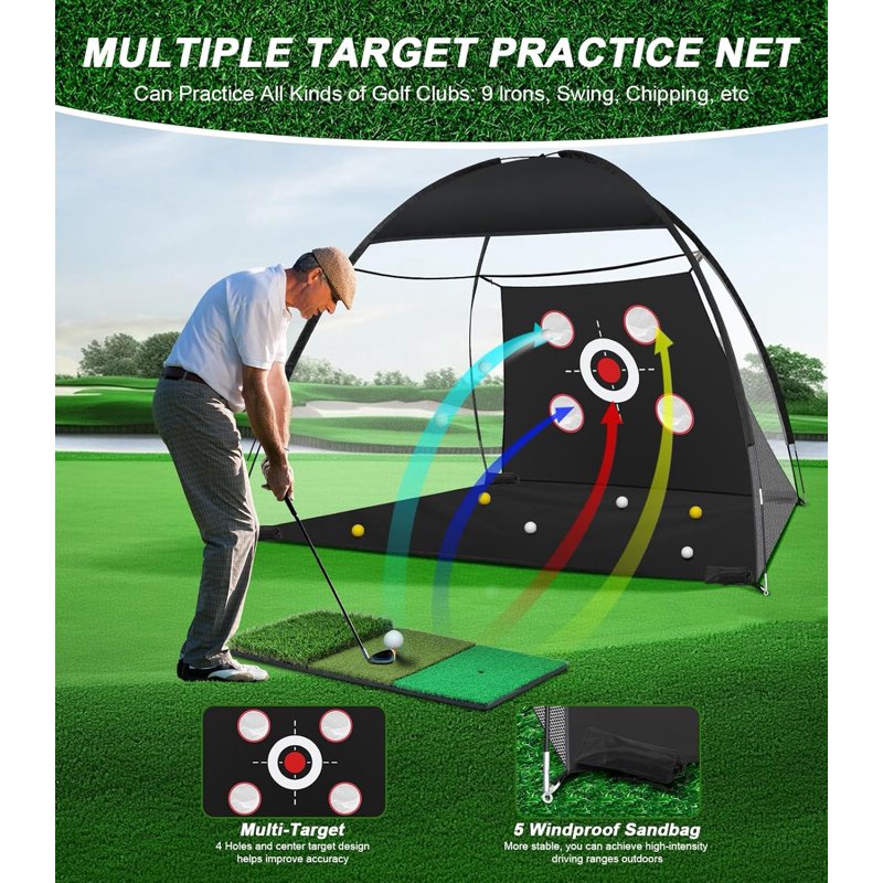 Golf Hitting Net 10x7 ft Backyard Training – Driving, Chipping & Swing Practice