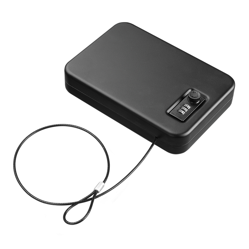 Portable Safe with Combination Lock - 9.5 x 6.5 Inches Black Security Safe