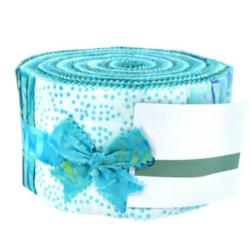 40-Piece Jelly Roll Fabric Strips for Quilting and Sewing - Blue Green Lake