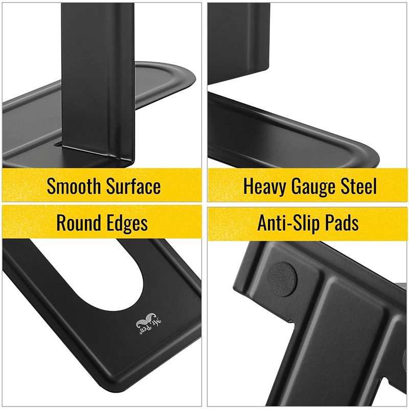 Heavy Duty Metal Book Ends 4 Pack - Black Shelving Organizer for Books & DVDs