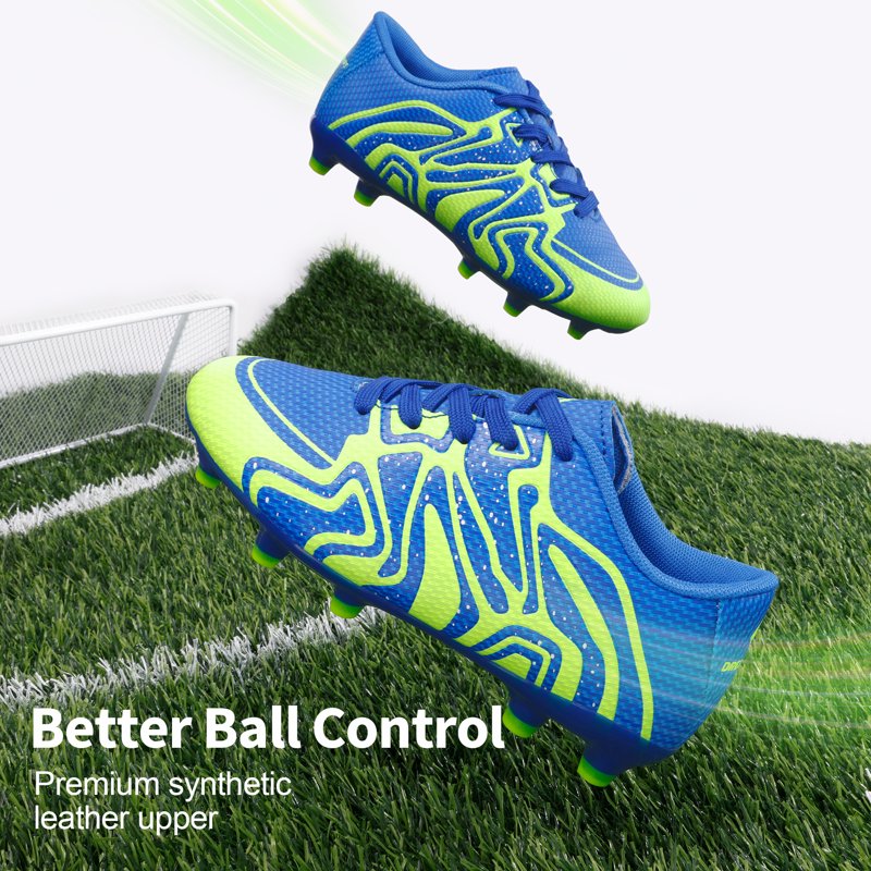 Burudani Kids Soccer Cleats Shoes - 10 Toddler Royal Lemon Green Silver
