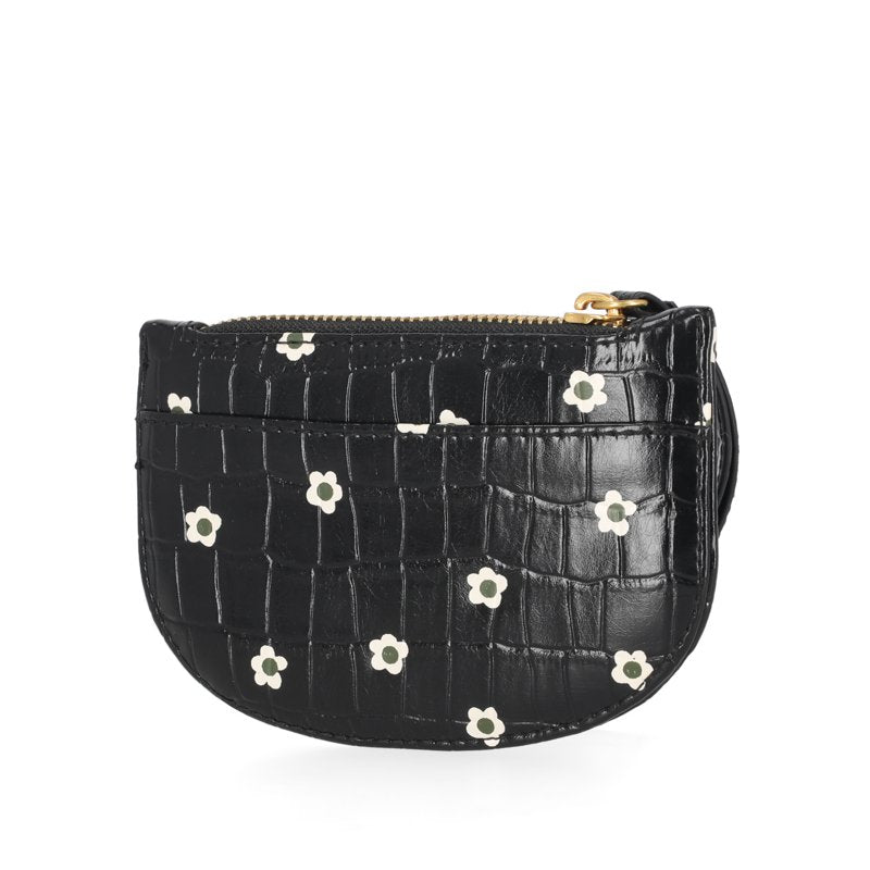 Women's Croco Textured Wristlet Wallet with Zipper & Strap