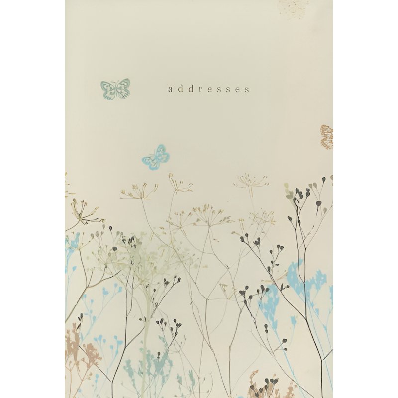 Beige Butterfly Address Book with Gold Foil - 160 Pages, Compact Organizer