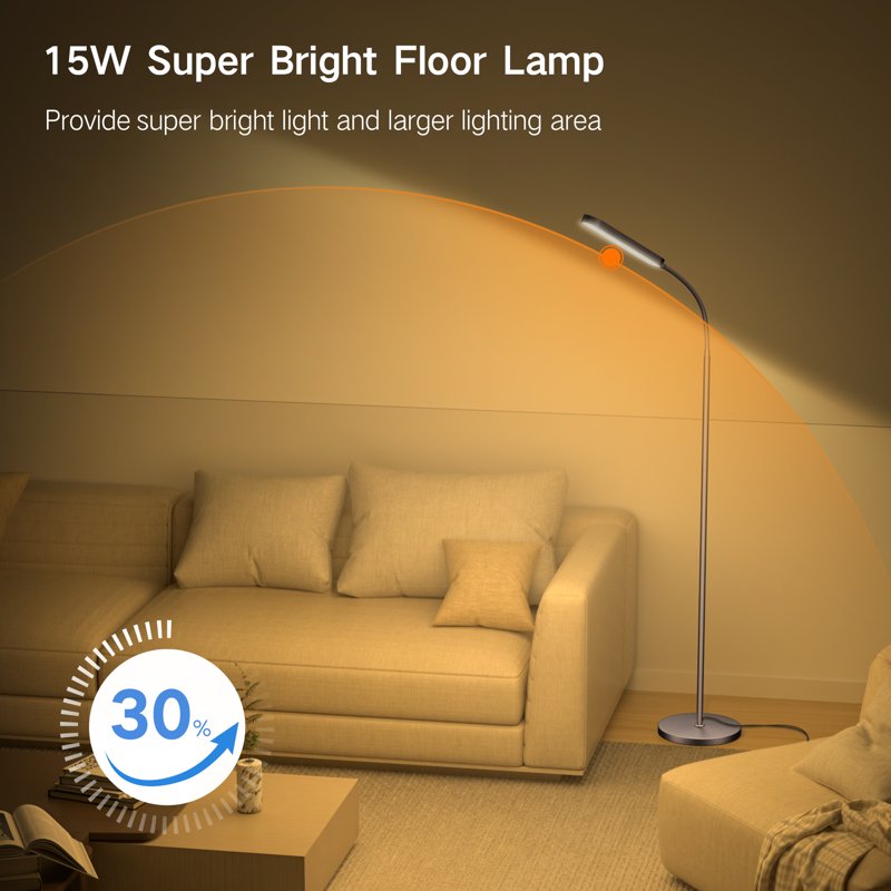 Adjustable LED Floor Lamp with Remote & Touch Control for Reading & Living Room