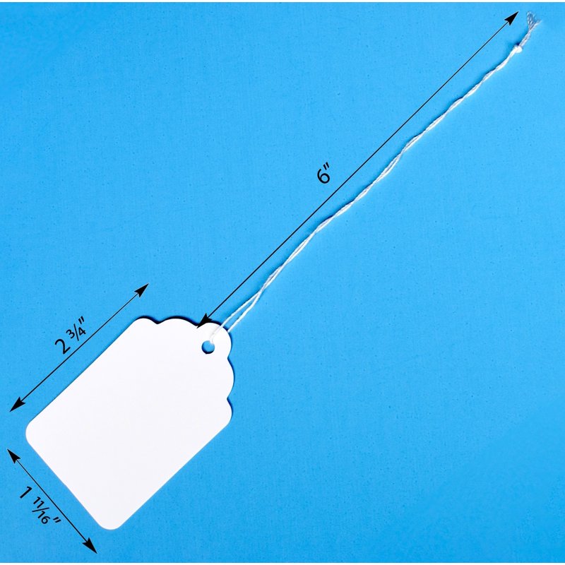 Bulk Pack of 500 White Merchandise Tags with String - 2 3/4 x 1 11/16 Inches