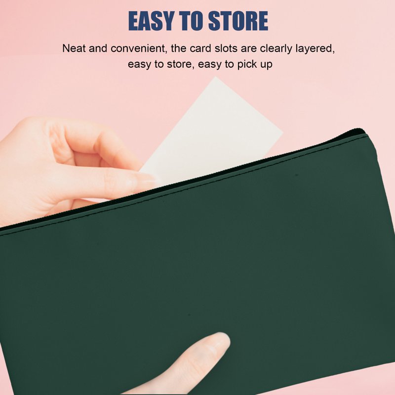 2Pcs Zipper Money Bags for Cash Checks Receipts PU Leather Secure Storage