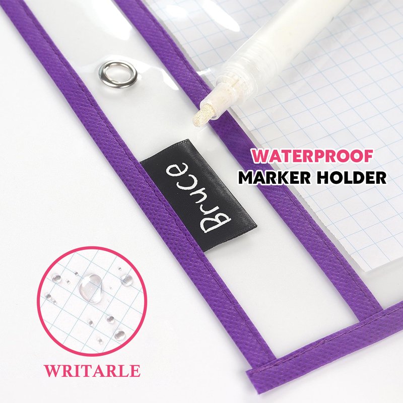 20 Pack Clear Dry Erase Pocket Sleeves with Rings 10x14 inch Classroom Organizer