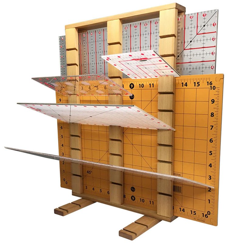 Wooden Ruler Rack Organizer for Tools and Cutting Mats - Brown