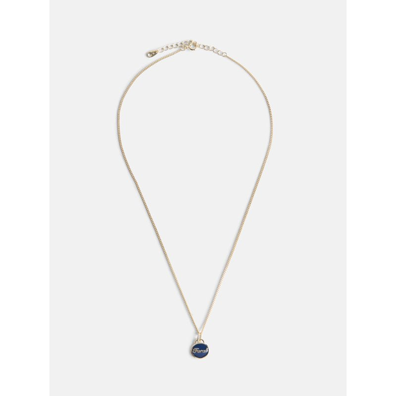 Women's Demi-Fine 14K Gold Plated Pendant Necklace with Blue Enamel - Adjustable 16" + 2" Extender