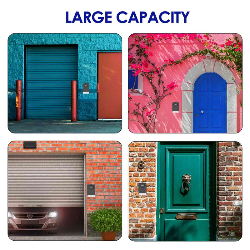 LED Waterproof Metal Lock Box with Combination Lock, Wall Mount Security Hider for Keys
