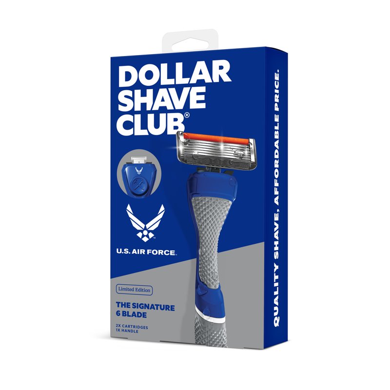 Military Themed 6-Blade Razor Starter Set with Handle & Blades for Close Shave