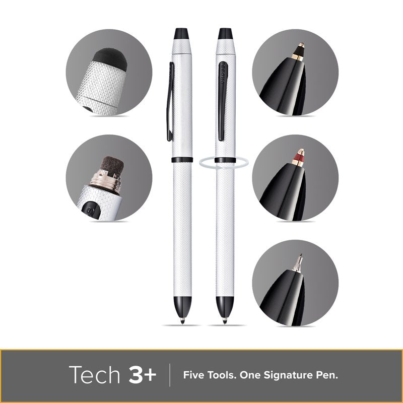 Multifunction Pen with Stylus and Refillable Ink - Chrome, Blue, Black Variants