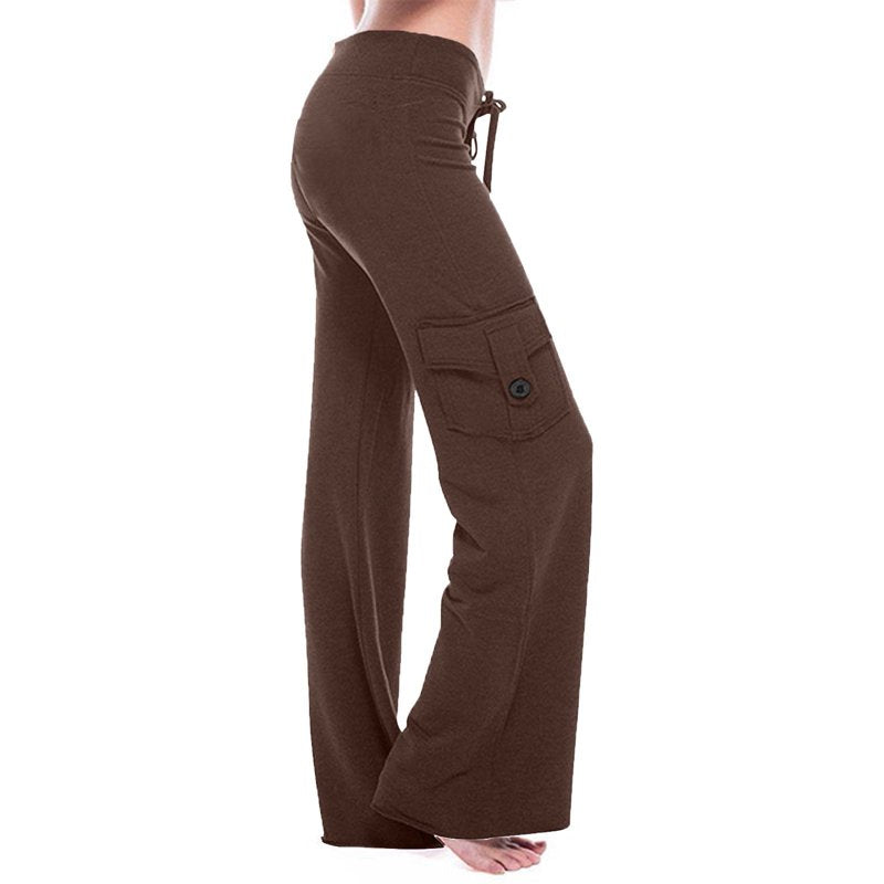 Women's Plus Size Cargo Pants with Pockets - Lightweight Elastic Waist Yoga & Workout Trousers