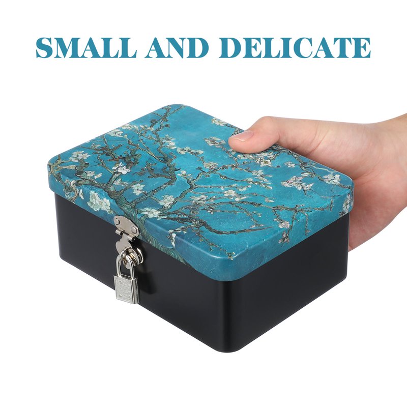 Large Metal Lock Box with Key - Portable Storage for Travel and Home