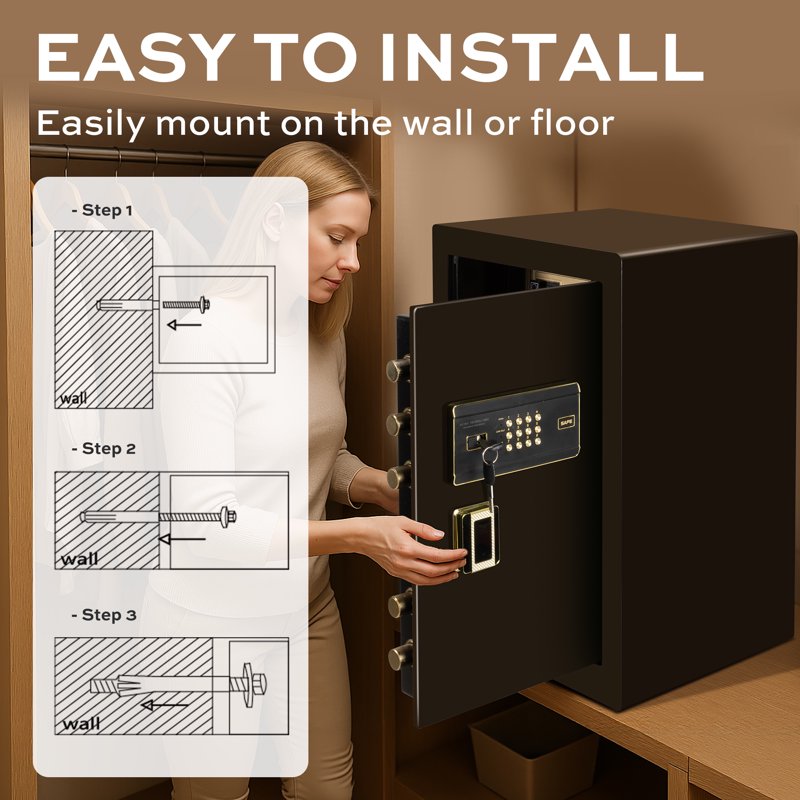 Large Fireproof Steel Safe with Dual Alarm System and Lockable Interior - 6.2 Cu.Ft