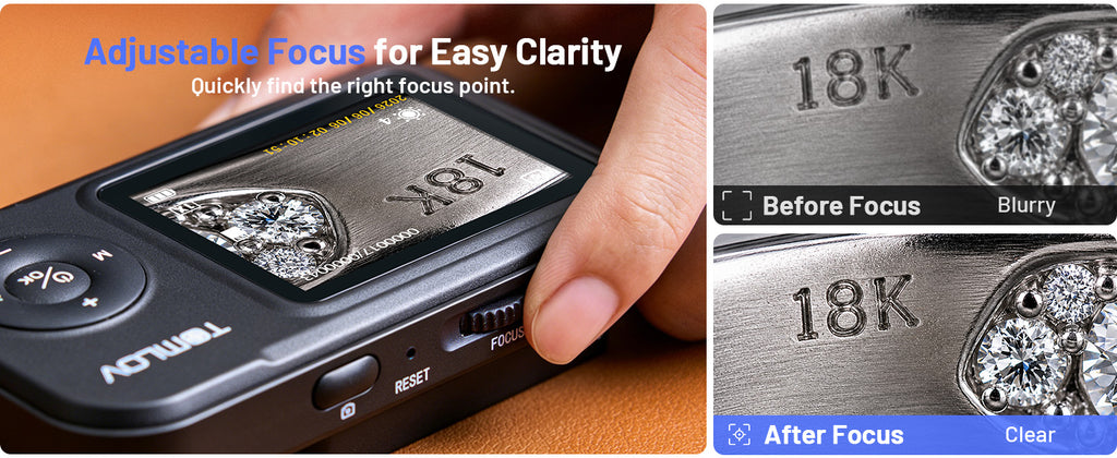 Portable Digital Microscope with 2.4" IPS Screen & Adjustable Focus for Jewelry & Nature
