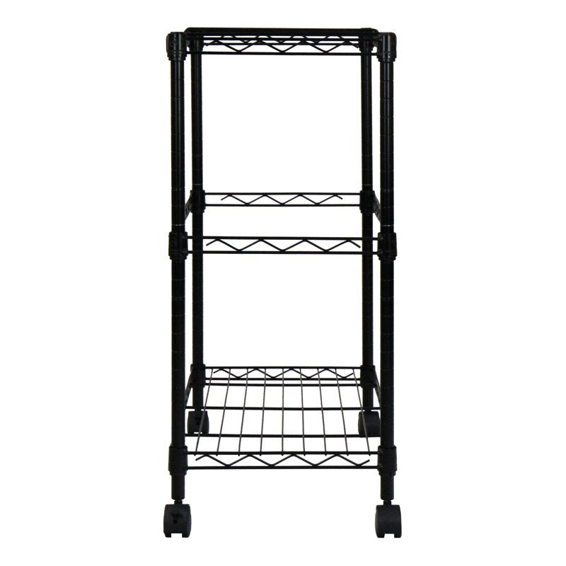 Portable 2-Tier Metal Rolling File Cart - Black Office Storage Organizer