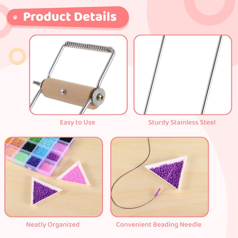 DIY Jewelry Bead Loom Kit with 46000 Glass Seed Beads and Accessories