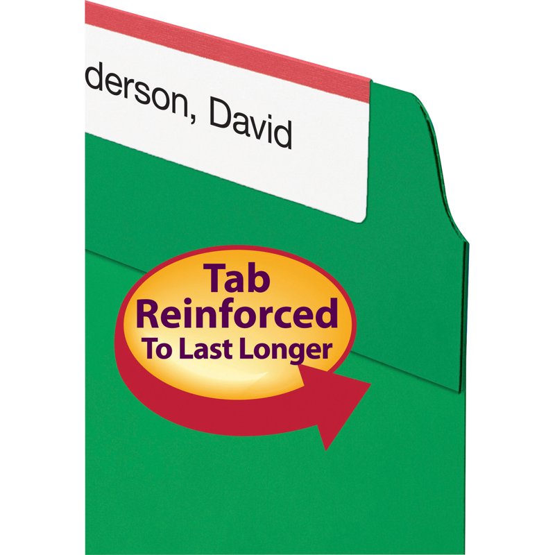 Color Reinforced Tab Fastener Folders - Letter Size, Green, 50 Pack