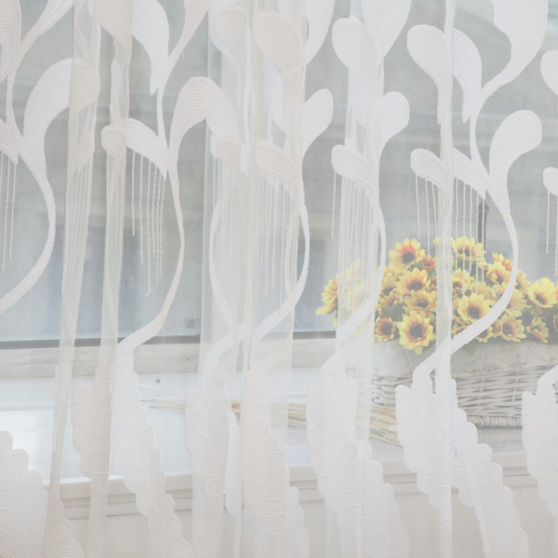Sheer Curtain Panel with Wheat Embroidery for Bedroom & Living Room - 78"L x 39"W