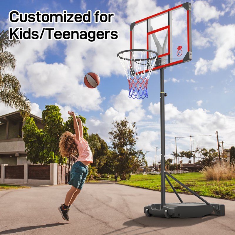 Kids Portable Basketball Hoop with Adjustable Height & Large Base
