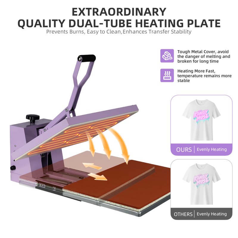 16x24 Inch Manual Heat Press Machine with Slide-Out Base for T-Shirts & Crafts