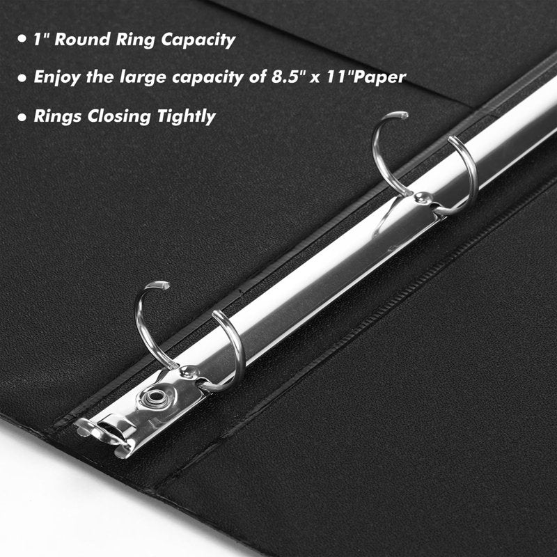 1-Inch 3-Ring Binders Set of 6 with Pockets for Office & School, Holds 200 Sheets